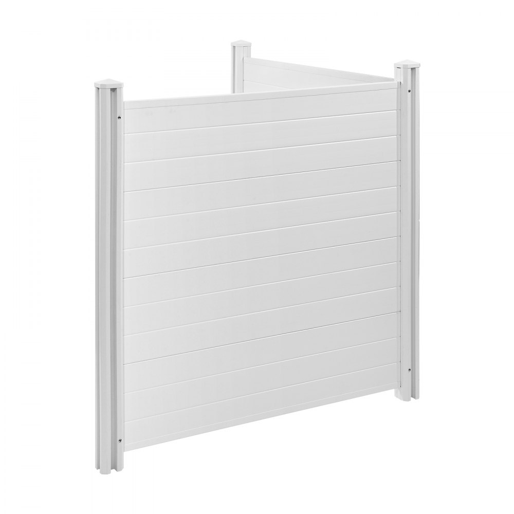 VEVOR 2 Panels Outdoor Privacy Screen, 50 x 50 in Air Conditioner Fence with 27.6 in Ground Stakes, Pool Equipment Enclosure, Horizontal Vinyl Privacy Fence, Ideal for Trash Can and A/C Units, White