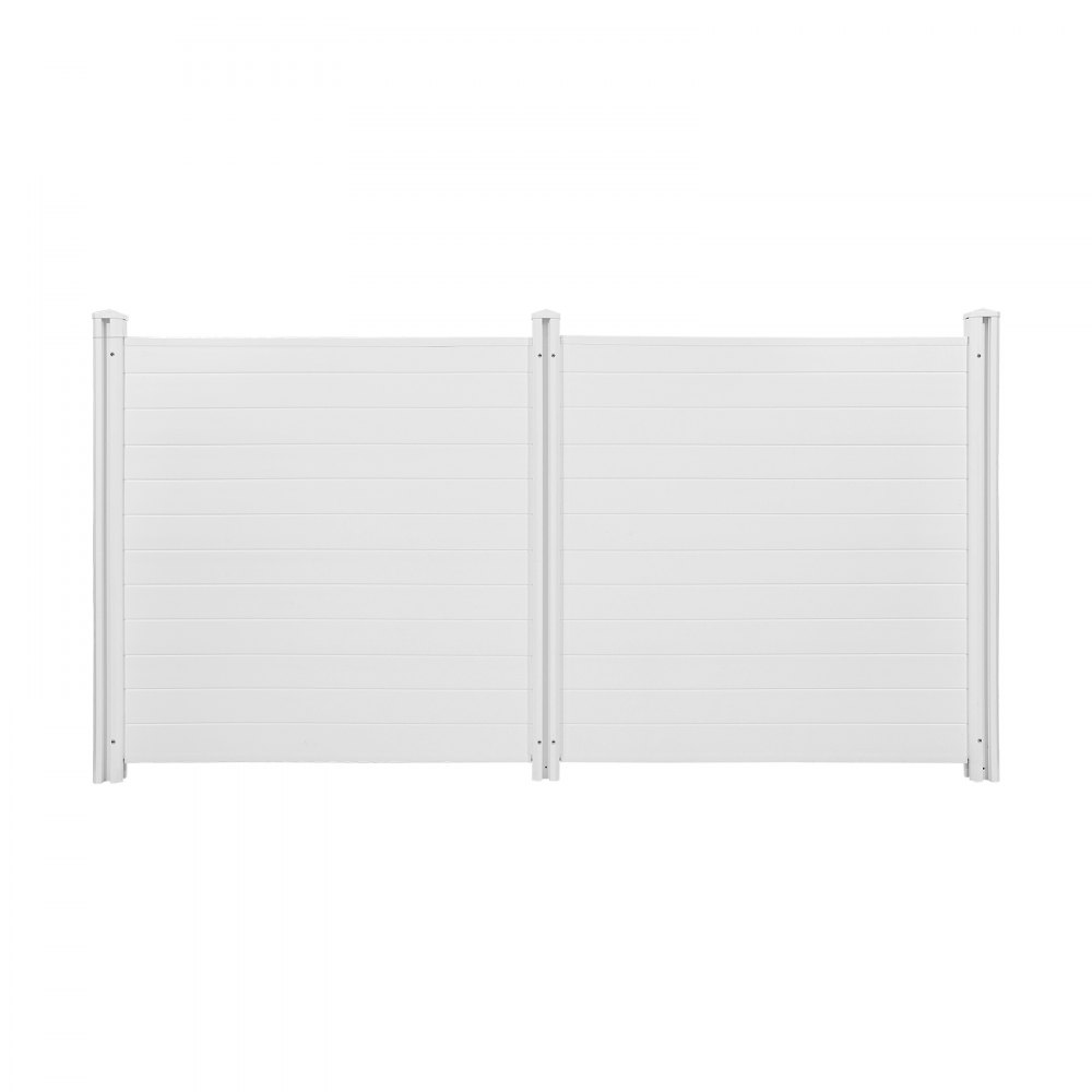 VEVOR 2 Panels Outdoor Privacy Screen, 50 x 50 in Air Conditioner Fence with 27.6 in Ground Stakes, Pool Equipment Enclosure, Horizontal Vinyl Privacy Fence, Ideal for Trash Can and A/C Units, White