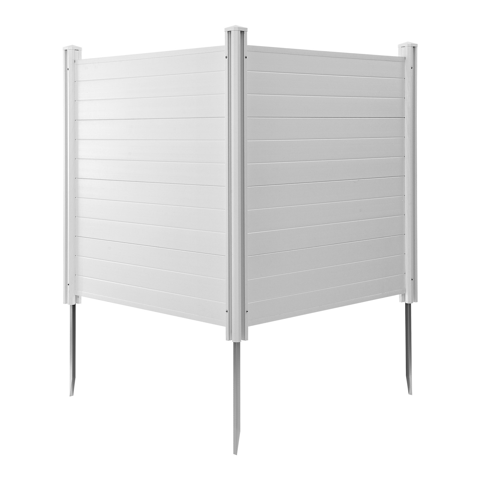 VEVOR 2 Panels Outdoor Privacy Screen, 50 x 50 in Air Conditioner Fence with 27.6 in Ground Stakes, Pool Equipment Enclosure, Horizontal Vinyl Privacy Fence, Ideal for Trash Can and A/C Units, White