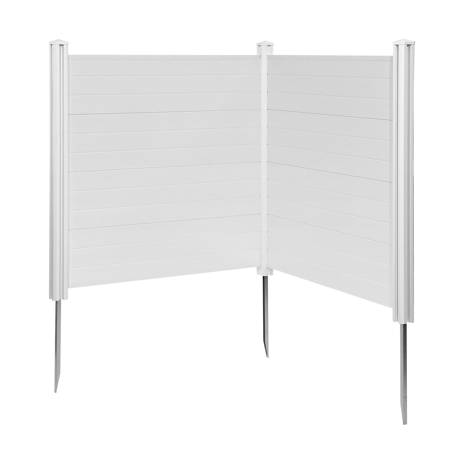 VEVOR 2 Panels Outdoor Privacy Screen, 50 x 50 in Air Conditioner Fence with 27.6 in Ground Stakes, Pool Equipment Enclosure, Horizontal Vinyl Privacy Fence, Ideal for Trash Can and A/C Units, White
