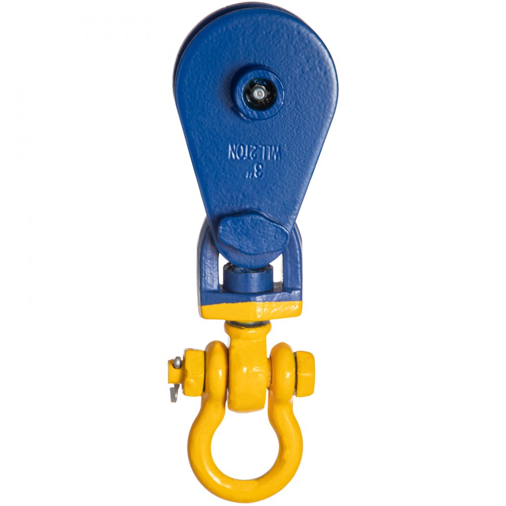 VEVOR 2ton Snatch Block with Chain, 4400 lbs Capacity Snatch Rigging Block, 3'' Single Sheave Block w/Swivel Hook and Latch, Fit 3/8'' Wire Cable Heavy Duty for Recovery Wrecker Roll Back Pulling