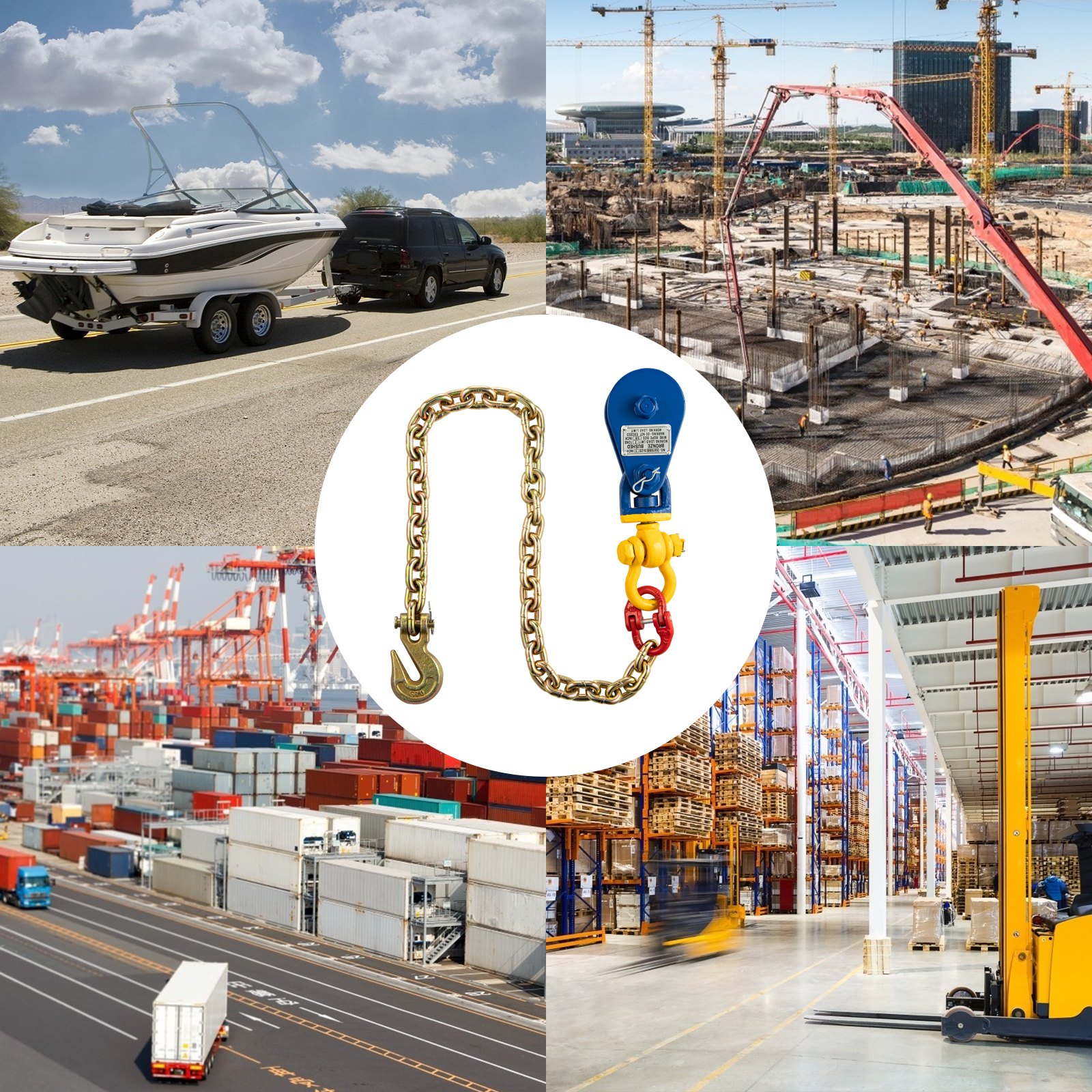 VEVOR Snatch Block with Chain Rigging Sheave Block 2T 3'' for 3/8'' Tow Cable