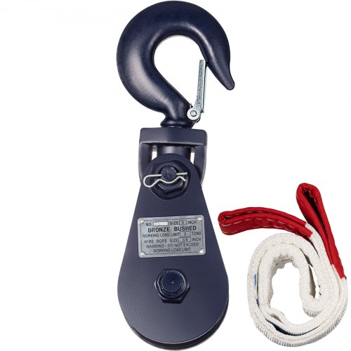 Vevor 2ton Snatch Block With Hook Snatch Rigging Blocks 4400lbs 3'' Sheave Blue