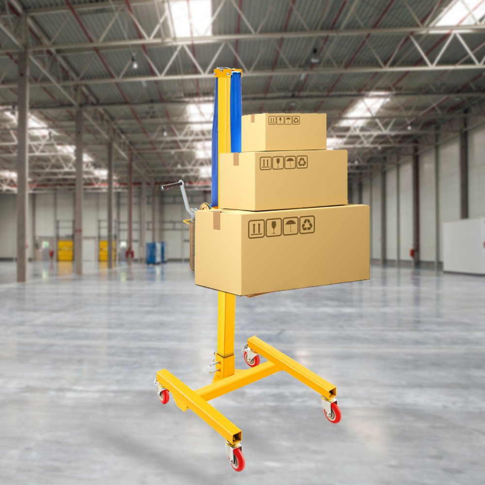 VEVOR Manual Winch Stacker, 9.4\" - 72\" Height Range, 19.7\" Length x 15.7\" Width Platform, Steel Lite Load Lift Winch, Hand Winch Lift Truck, 331 lbs Capacity Material Lift for Shipping Facilities