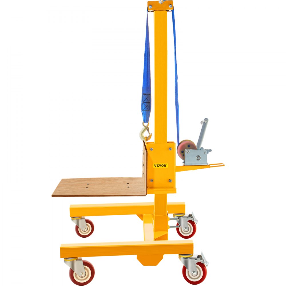 VEVOR Manual Winch Stacker, 9.4\" - 72\" Height Range, 19.7\" Length x 15.7\" Width Platform, Steel Lite Load Lift Winch, Hand Winch Lift Truck, 331 lbs Capacity Material Lift for Shipping Facilities
