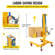 VEVOR Manual Winch Stacker, 9.4\" - 72\" Height Range, 19.7\" Length x 15.7\" Width Platform, Steel Lite Load Lift Winch, Hand Winch Lift Truck, 331 lbs Capacity Material Lift for Shipping Facilities