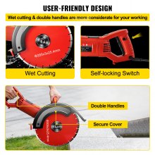VEVOR Electric Concrete Saw, 14" Concrete Cutter, 1800W Concrete Saw, Electric Circular Saw with 14" Blade and Tools, Masonry Saw for Granite, Brick, Porcelain, Reinforced Concrete and Other Materials