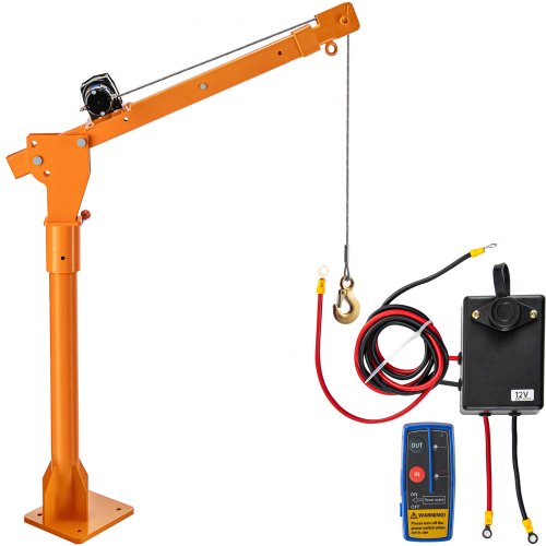 VEVOR Davit Crane, 1100 lbs Truck Crane, Wireless Remote Control Dock Crane, 12V 360° Swivel Electric Crane for Truck, Crane Hitch for Lifting Goods in Construction, Forestry, Factory, and Transport