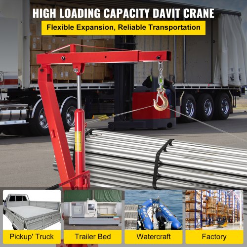 VEVOR Truck Crane, 2000lbs Pickup Truck Crane, 360°Swivel Design, Hydraulic Crane Hoist Telescopic Hoist Crane for Truck, Crane Hitch for Lifting Goods in Construction, Factory, and Transport