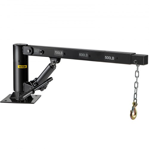 VEVOR Davit Crane, 1100lbs Pickup Truck Crane, 360°Swivel Design, Hydraulic Crane Hoist Telescopic Hoist Crane for Truck, Crane Hitch for Lifting Goods in Construction, Factory, and Transport