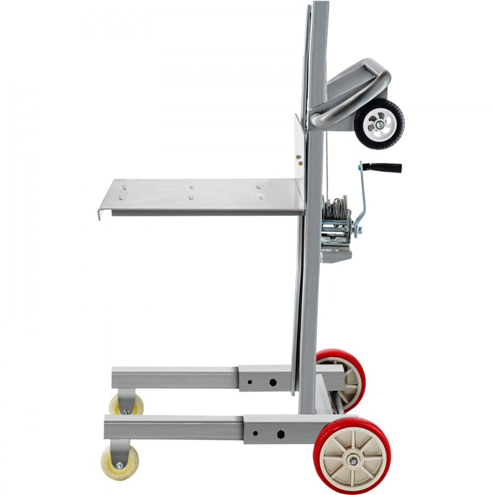 VEVOR Apilador de cabrestante manual, rango de altura de 4.7" - 57", plataforma de 23.6" de largo x 19.7" de ancho, cabrestante de elevación de carga Steel Lite, camión elevador de cabrestante manual, elevación de material de 394 lbs de capacidad para instalaciones de envío