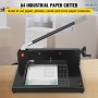 a4 industrial paper cutter with long handle and black base, labeled VEVOR.