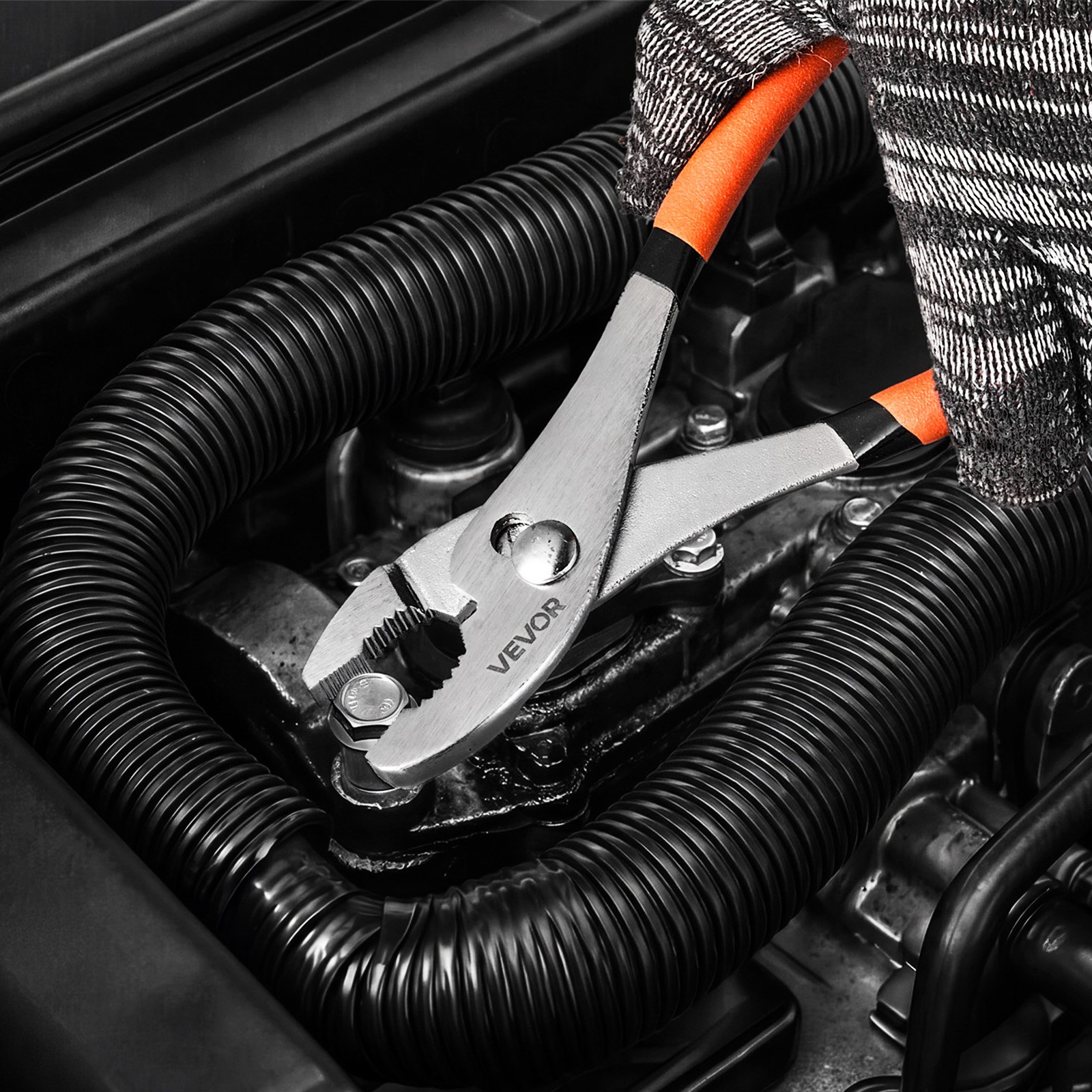 VEVOR Pliers Set 7-Piece Utility Set Polished Carbon Steel Jaw Hand Tools, For DIY & Home Use, 8" Groove Joint, 7" Combination, 6" Diagonal, 6"/8" Slip Joint, 4.5"/6" Long Nose Pliers, Non-Slip Grips
