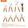 VEVOR Pliers Set, 8-Piece, High Carbon Steel, 30.5cm/25.4cm/20.3cm Groove Joint Pliers, 20.3cm Linesman's Pliers, 15.2cm Slip Joint Pliers, 20.3cm Long Nose Pliers, 15.2cm Diagonal Cutter, 25.4cm Adjustable Wrench, and Tool Bag