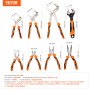 VEVOR Pliers Set, 8-Piece, High Carbon Steel, 12"/10"/8" Groove Joint Pliers, 8" Linesman's Pliers, 6" Slip Joint Pliers, 8" Long Nose Pliers, 6" Diagonal Cutter, 10" Adjustable Wrench, and Tool Bag