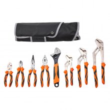 VEVOR Pliers Set, 8-Piece, High Carbon Steel, 12"/10"/8" Groove Joint Pliers, 8" Linesman's Pliers, 6" Slip Joint Pliers, 8" Long Nose Pliers, 6" Diagonal Cutter, 10" Adjustable Wrench, and Tool Bag