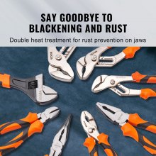 VEVOR Pliers Set, 8-Piece, High Carbon Steel, 12"/10"/8" Groove Joint Pliers, 8" Linesman's Pliers, 6" Slip Joint Pliers, 8" Long Nose Pliers, 6" Diagonal Cutter, 10" Adjustable Wrench, and Tool Bag