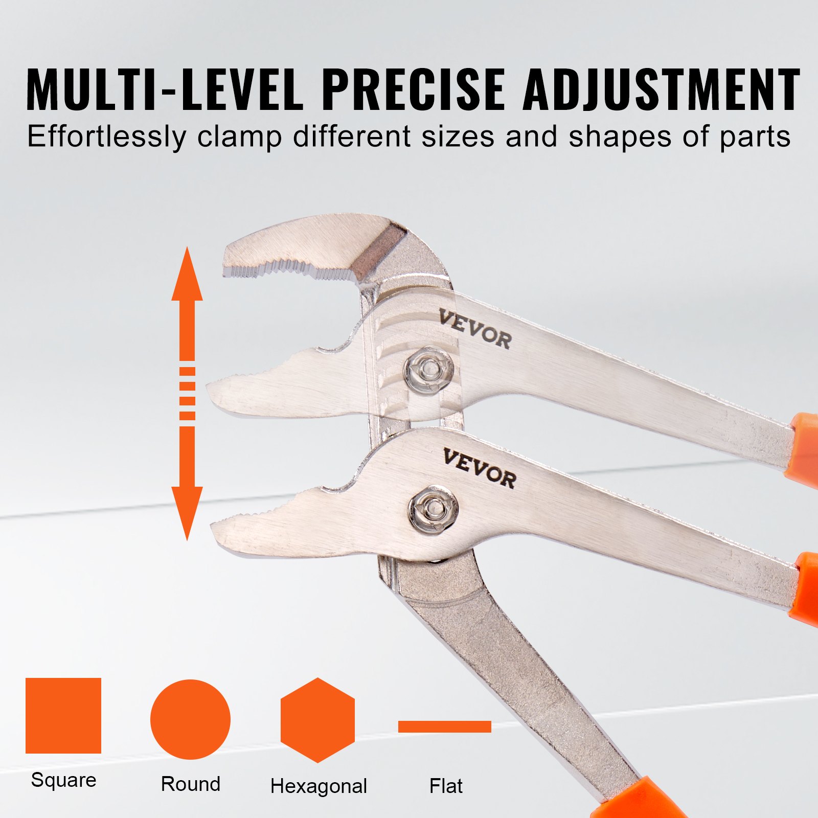VEVOR groove joint pliers with multi-level precise adjustment, showcasing different shapes and sizes.