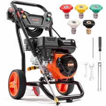 VEVOR Gas Pressure Washer, 3400 PSI 2.6 GPM, Gas Powered Pressure Washer with Aluminum Pump, Spray Gun and Extension Wand, 5 Quick Connect Nozzles, for Cleaning Cars, Homes, Driveways, Patios
