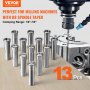VEVOR 13 pcs Precision R8 Collet Set, 1/8'' - 7/8'', 45# Alloy Steel Mill Collet Chuck 0.0012"/30μm TIR with 13 Labeled Storage Boxes, for Milling Machine Drill Presses Boring Machine Machining Center
