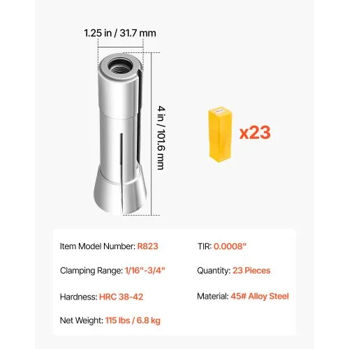 R8 tsangikomplekt 1/16"-3/4", 23-osaline — pilt 7
