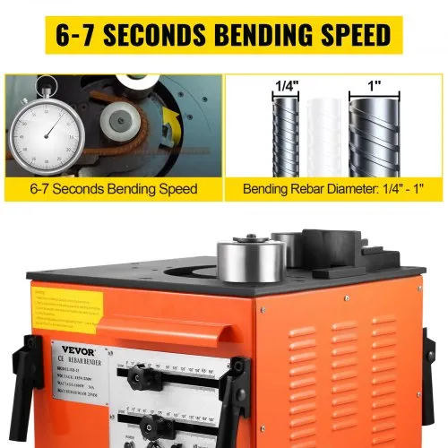 VEVOR Rebar Bender 1 inch 25 mm Rebar Bending Bender Rebar Grade 60 Electric Rebar Bender Heavy Duty with Foot Pedal for Bending Steel Rope (1 inch Rebar Bender)