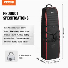 VEVOR Golf Club Travel Bag Golf Luggage Case Cover with Wheels 1000D Nylon