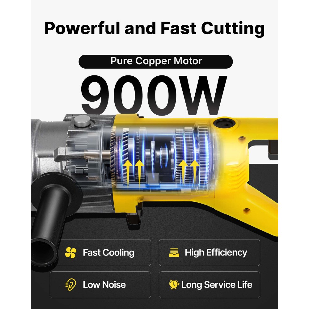 VEVOR Electric Rebar Cutter, 900W Portable Electric Hydraulic Rebar Cutter, Cutting up to 5/8 Inch #5 4-16mm Rebar within 3 Seconds,110V,with Easy to Carry Stainless Box