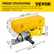 VEVOR Electric Hydraulic Rebar Cutter, 900W Portable Electric Rebar Cut 5/8" 16mm #5 Rebar within 3 Seconds, 110V