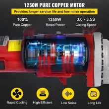 VEVOR Electric Hydraulic Rebar Cutter, 1250W Portable Electric Rebar Cut 3/4" 20mm #6 Rebar within 4 Seconds, 110V