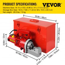 VEVOR Electric Hydraulic Rebar Cutter, 1250W Portable Electric Rebar Cut 3/4" 20mm #6 Rebar within 4 Seconds, 110V