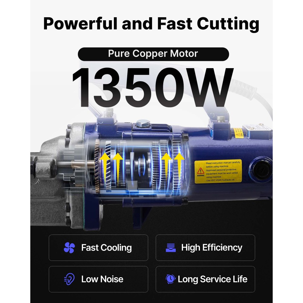 VEVOR Electric Rebar Cutter, 1350W Portable Electric Hydraulic Rebar Cutter, Cutting up to  7/8 Inch #7 4-22mm Rebar within 4.5 Seconds,110V,with Easy to Carry Stainless Box