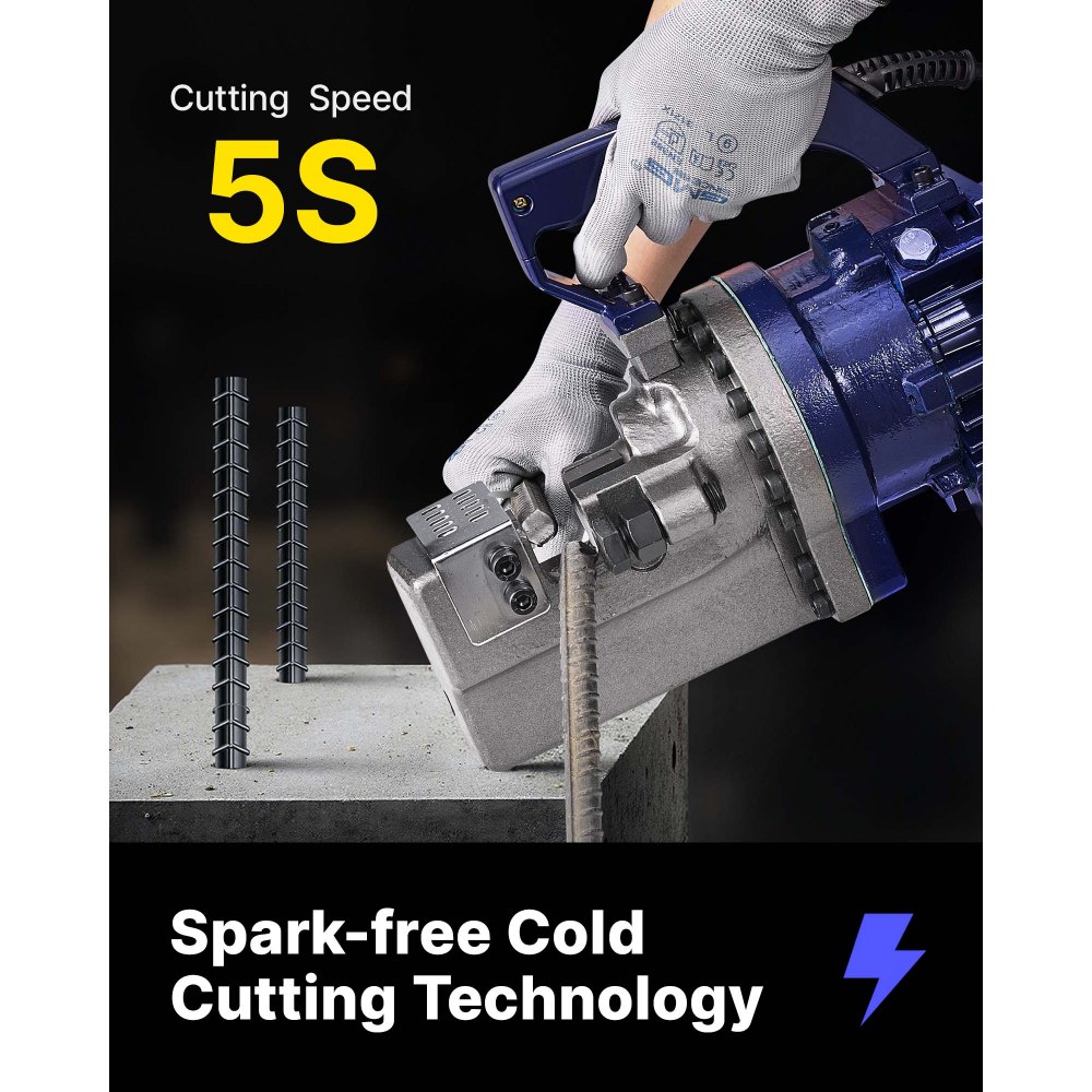 VEVOR Electric Rebar Cutter, 1700W Portable Electric Hydraulic Rebar Cutter, Cutting up to 1 Inch #8 4-25mm Rebar within 5 Seconds,110V,with Easy to Carry Stainless Box