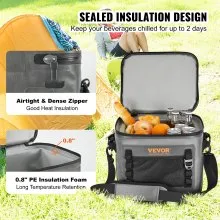 VEVOR Soft Cooler Bag, 24 Cans Soft Sided Cooler Bag Leakproof with Zipper, Waterproof Soft Cooler Insulated Bag, Lightweight & Portable Collapsible Cooler for Beach, Hiking, Picnic, Camping, Travel