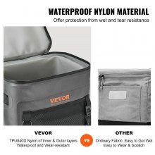 VEVOR Soft Cooler Bag, 30 Cans Soft Sided Cooler Bag Leakproof with Zipper, Waterproof Soft Cooler Insulated Bag, Lightweight & Portable Collapsible Cooler for Beach, Hiking, Picnic, Camping, Travel