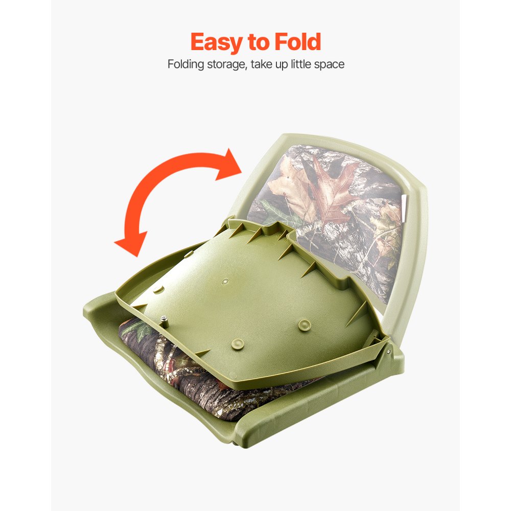 VEVOR Boat Seat, Low Backrest, Folding Fishing Boat Seat with Thickened Sponge Cushion & PU Polyester Fabric, Strong PP Frame, Flip Up Boat Seat for Fishing Boats, Yachts, Ships, Camouflage Color