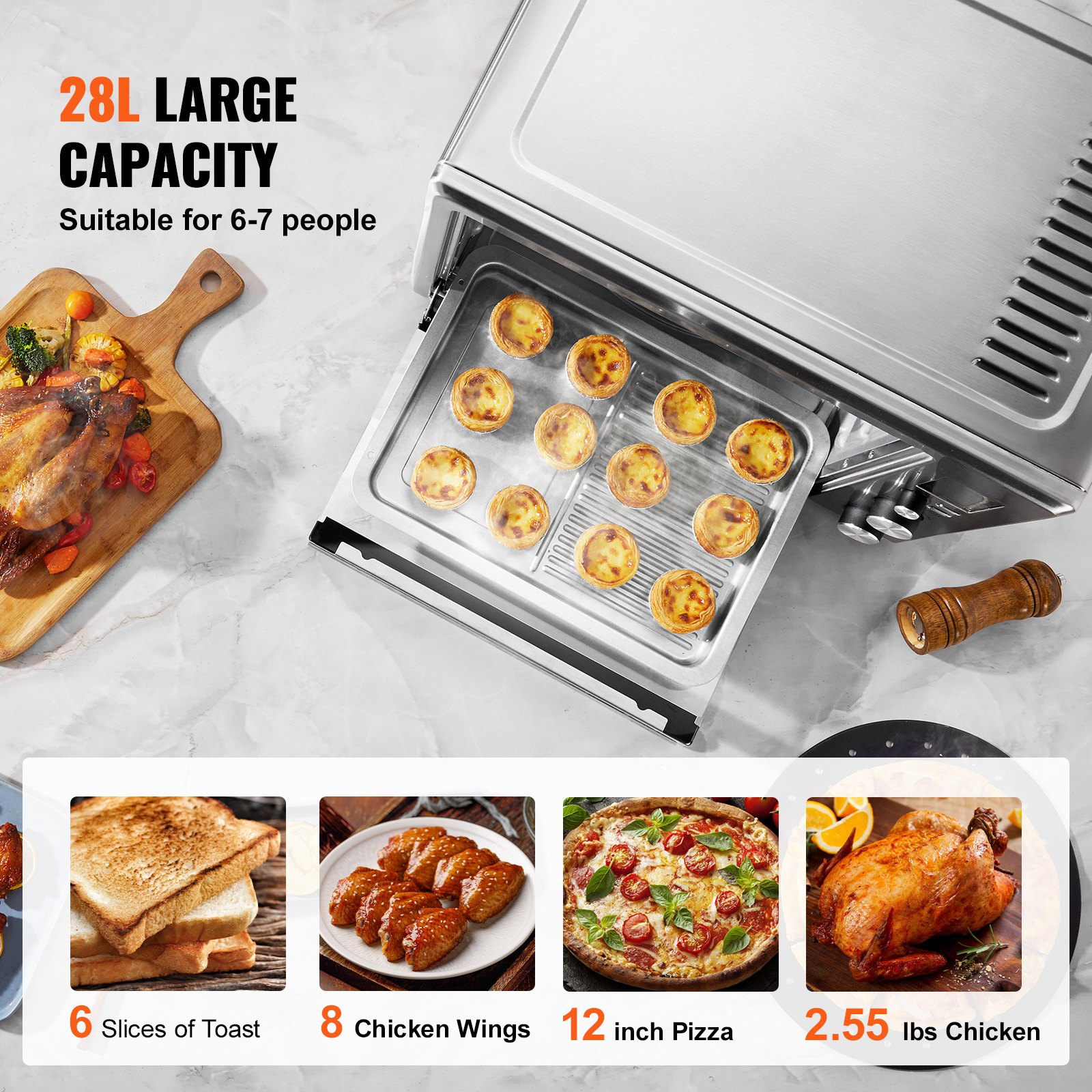 Countertop Convection Oven 28L Toaster Baker 10-IN-1 1800W for Home Use Countertop Convection Oven 28L Toaster Baker 10-IN-1 1800W for Home Use