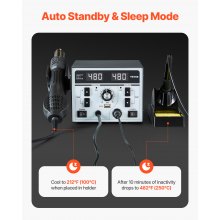 2-in-1 Hot Air Rework & Soldering Station 820W with Digital Display 5V USB Port