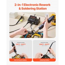 2-in-1 Hot Air Rework & Soldering Station 750W with Adjustable Temp LED Digital