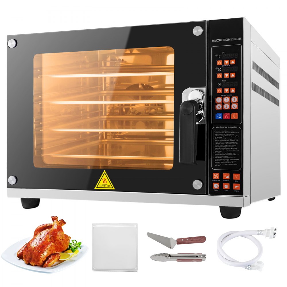 VEVOR 110V Commercial Convection Oven 60L/2.12 Cu.ft Capacity 4500W Electric Toaster Oven 50-350℃ Multifunction Oven 4-Tier Perfect for Roasting Baking Drying Steaming Defrosting Reheating