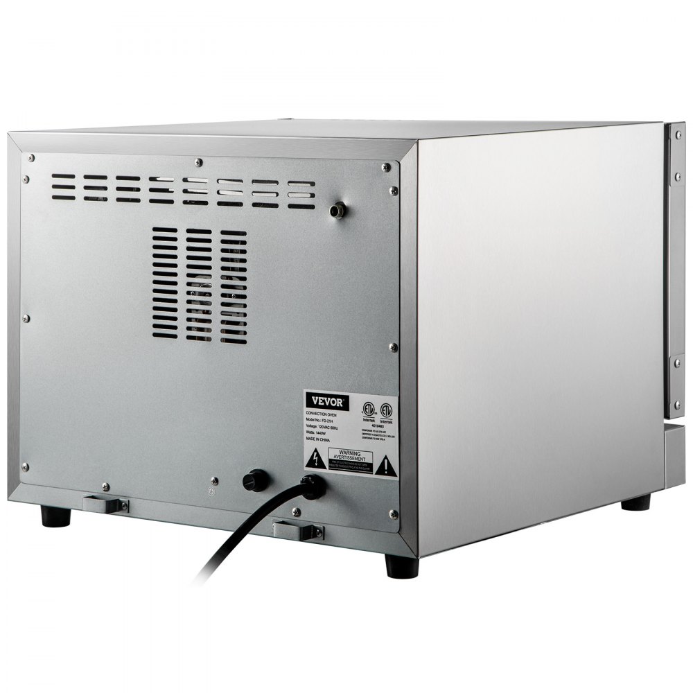 VEVOR Commercial Convection Oven, 21L/19Qt, Quarter-Size Conventional Oven Countertop, 1440W 3-Tier Toaster with Front Glass Door, Electric Baking Oven with Trays Wire Racks Clip Gloves, 120V, ETL Lis