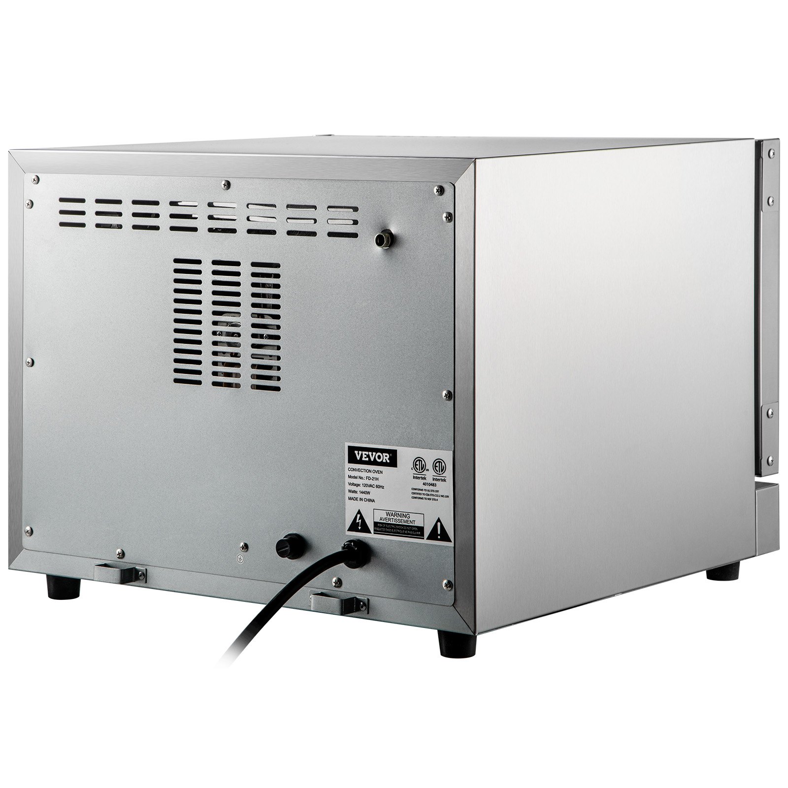 VEVOR Commercial Convection Oven, 21L/19Qt, Quarter-Size Conventional Oven Countertop, 1440W 3-Tier Toaster with Front Glass Door, Electric Baking Oven with Trays Wire Racks Clip Gloves, 120V, ETL Lis