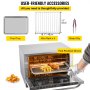 VEVOR Commercial Convection Oven, 47L/43Qt, Half-Size Conventional Oven Countertop, 1600W 4-Tier Toaster w/ Front Glass Door, Electric Baking Oven w/ Trays Wire Racks Clip Gloves, 120V, ETL Listed