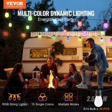 VEVOR 100FT RGB Outdoor String Lights Waterproof Patio Lights with APP Control