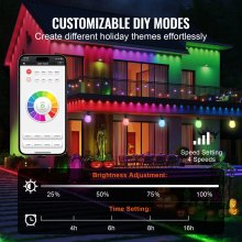 VEVOR 100FT RGB Outdoor String Lights Waterproof Patio Lights with APP Control