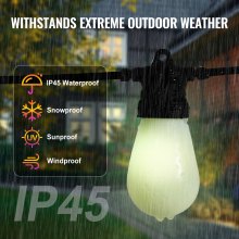 VEVOR 100FT RGB Outdoor String Lights Waterproof Patio Lights with APP Control