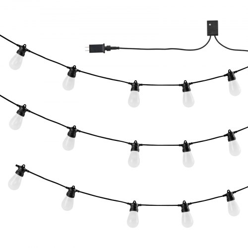 50FT Outdoor String Lights With 20 RGBW LED Bulbs - APP & Remote Control IP66 Waterproof