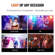 VEVOR Stage Lights, 4-Pack RGB Party Lights, 36 LED Colorful Lights Indoor, 7 Working Modes Sound Activated with Remote Control, Red, Green, Blue Light for Club Disco Party Wedding Birthday Christmas
