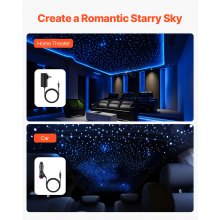550pcs Headliner Star Light Kit Roof Twinkle Ceiling Lights Fiber Optic Home Car