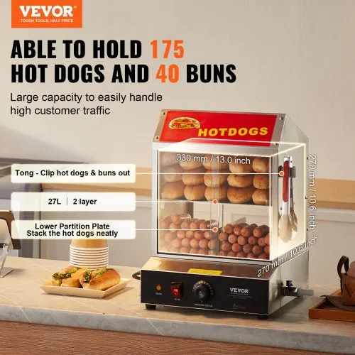 CROSSON Professional Hot Dog Steamer 42L,1200W